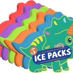HiYZ Kids Ice Packs 3-Pack – Slim Reusable Dinosaur Lunch Box Coolers